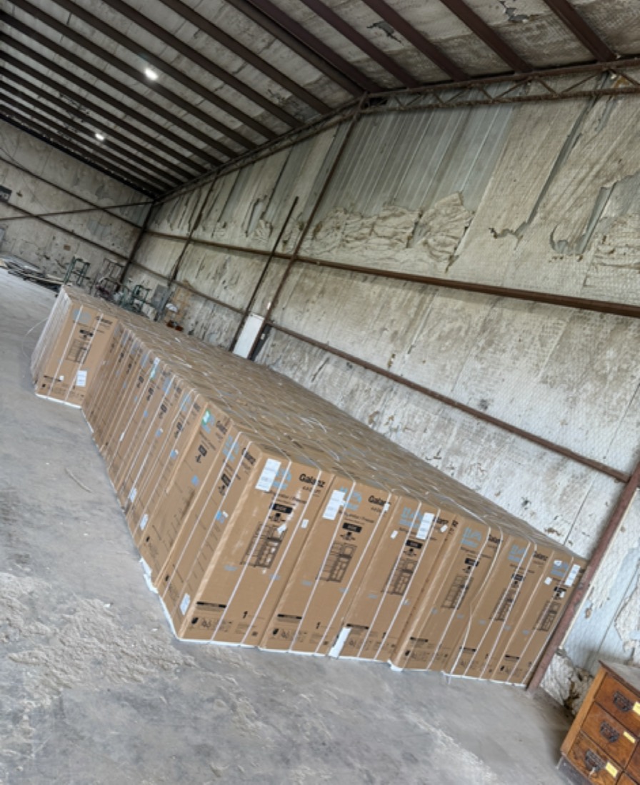 Furniture staged in rows